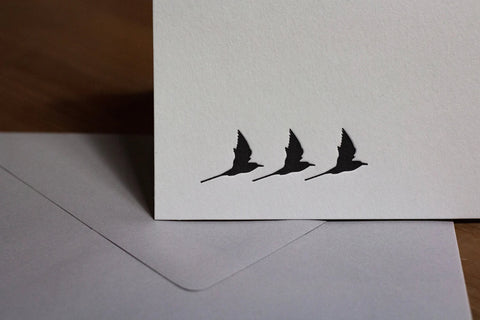 Three Terns Letterpress Cards - Pack of 8 - The Hunter Press - Made Scotland