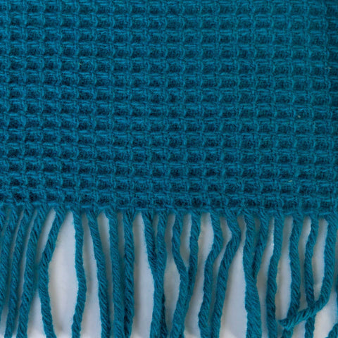 Turquoise Waffle Wool Blanket - Large - Ava Innes - Made Scotland