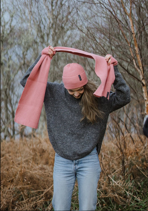 Unisex Dusky Pink Winter Wrist Warmers - Island Nation Studio - Made Scotland