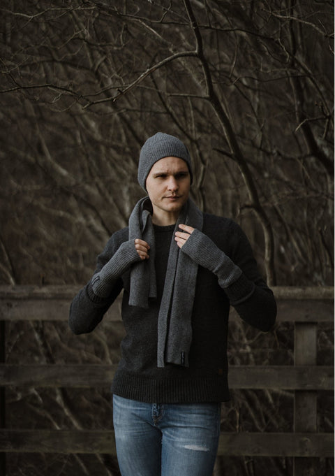Unisex Slate Grey Cosy Winter Wrist Warmers - Island Nation Studio - Made Scotland