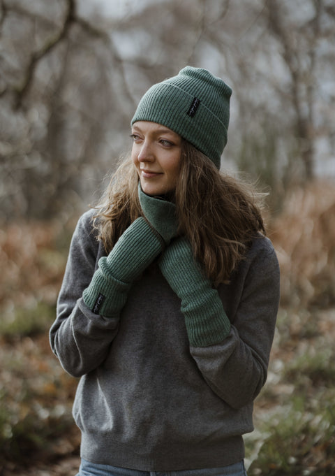 Unisex Moss Green Cosy Winter Hat