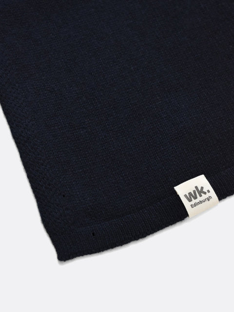 Wide Merino Wool Scarf - Dark Navy - Woolkind - Made Scotland
