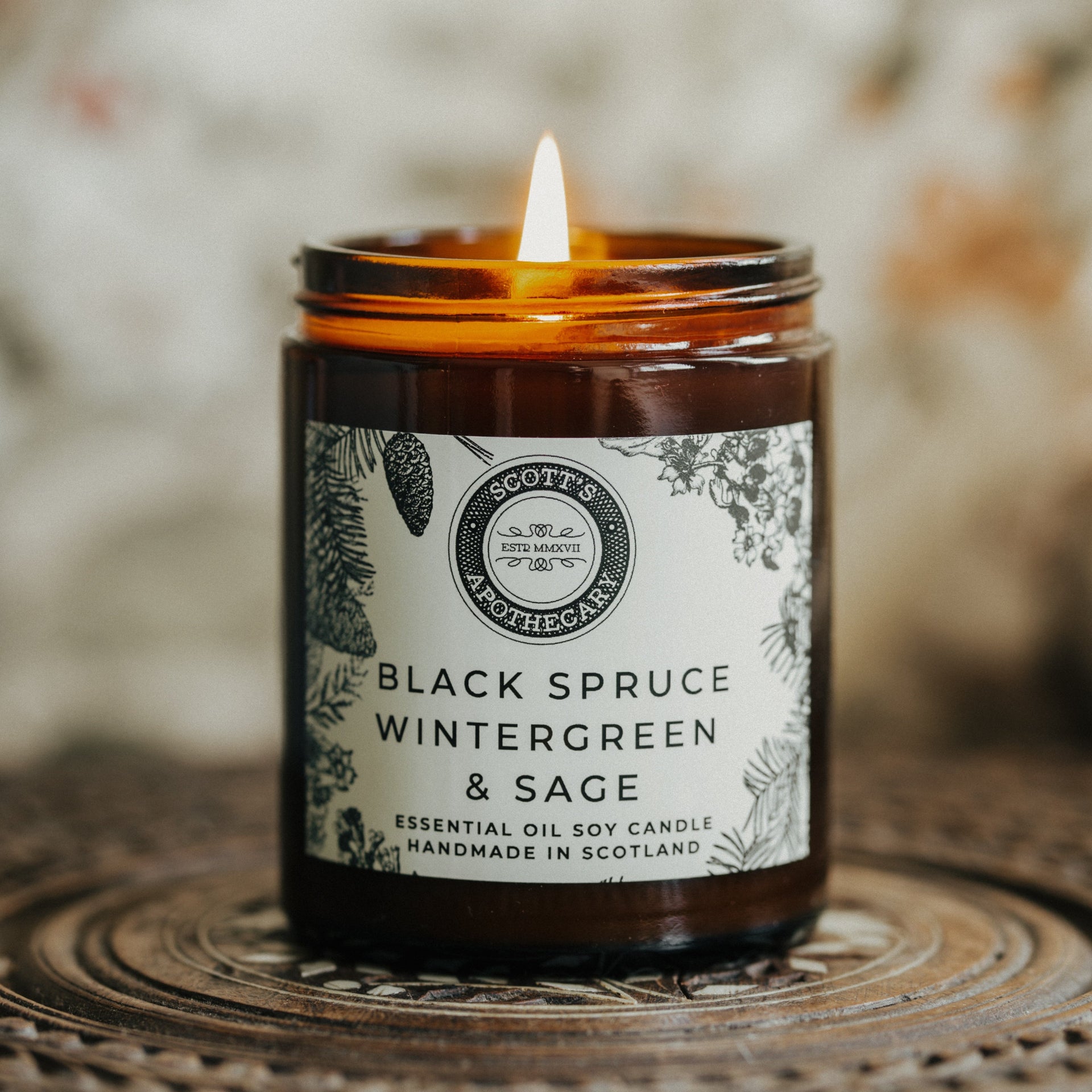 Candle Black Spruce, Wintergreen & Sage - Made Scotland