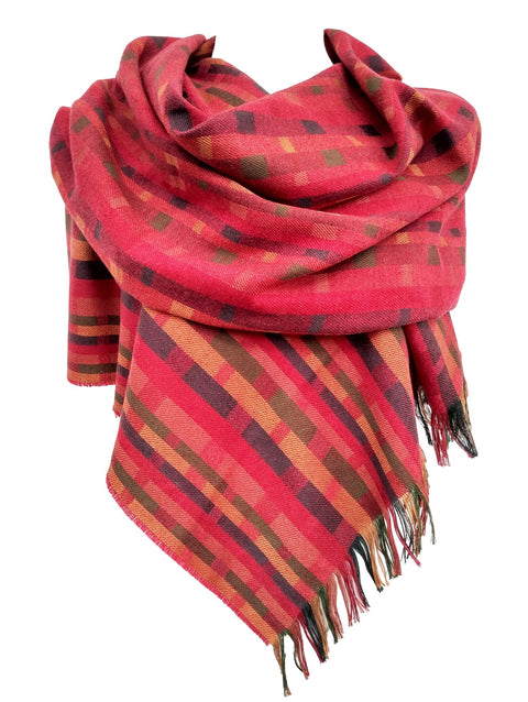 A'an Cashmere Silk Scarf | Rasberry - Woodland/Raspberry - Katherine Cowtan - Made Scotland