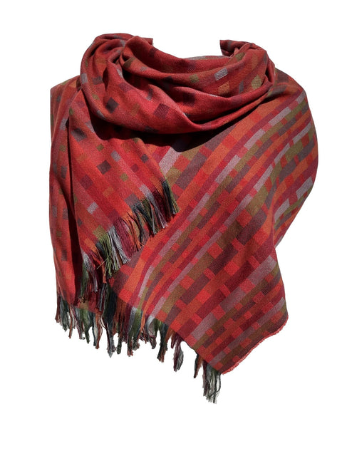 A'an Cashmere Silk Scarf | Rosehip Forest - Forest/Rosehip - Katherine Cowtan - Made Scotland