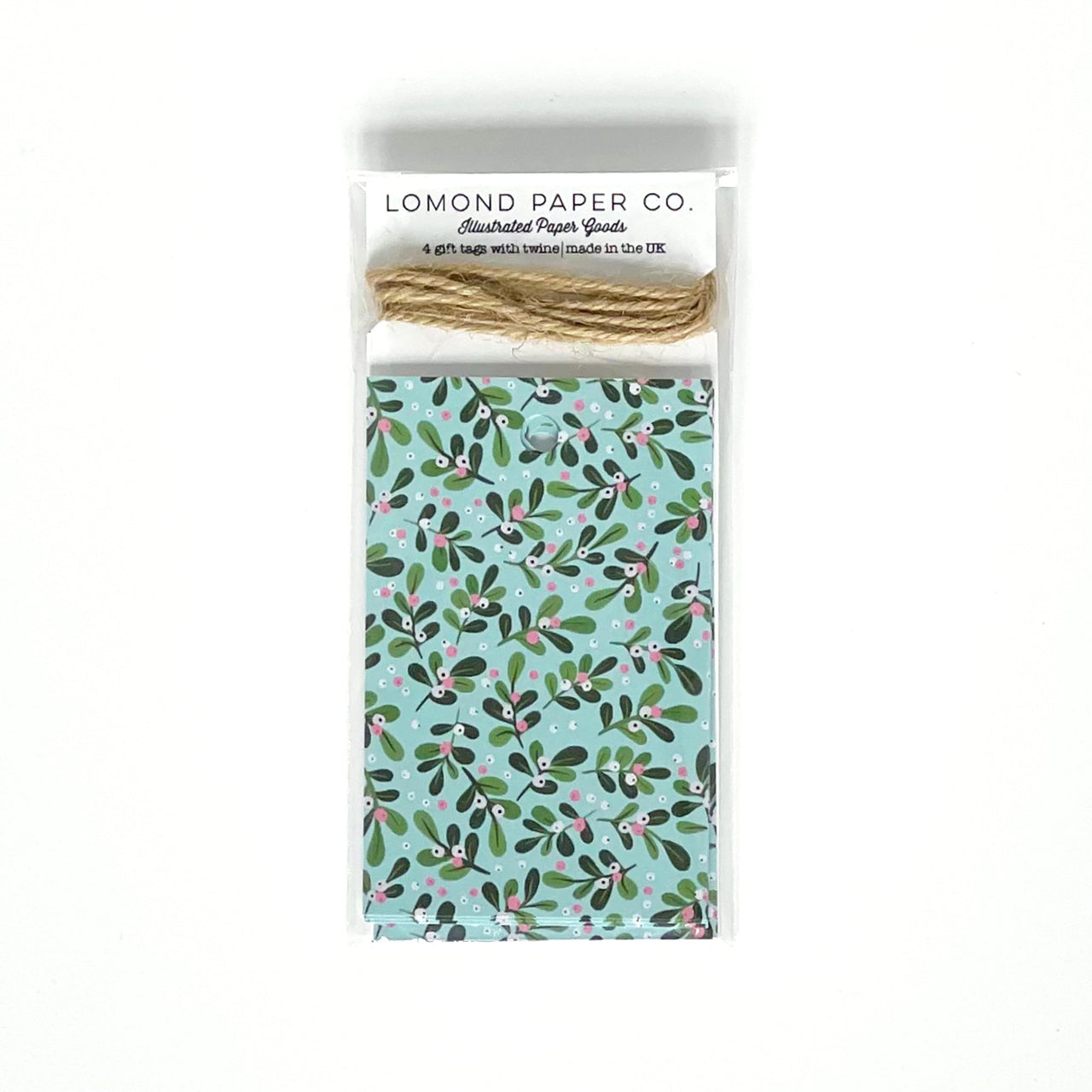 Aqua Mistletoe Gift Tags x 4 - Made Scotland