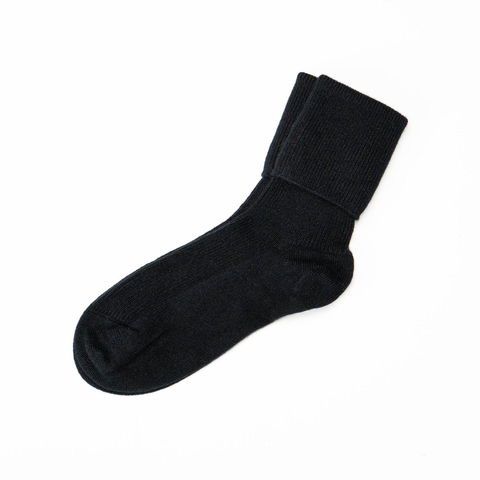 Black Luxury Ribbed Cashmere Socks - Made Scotland