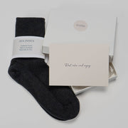 Black Luxury Ribbed Cashmere Socks - Made Scotland