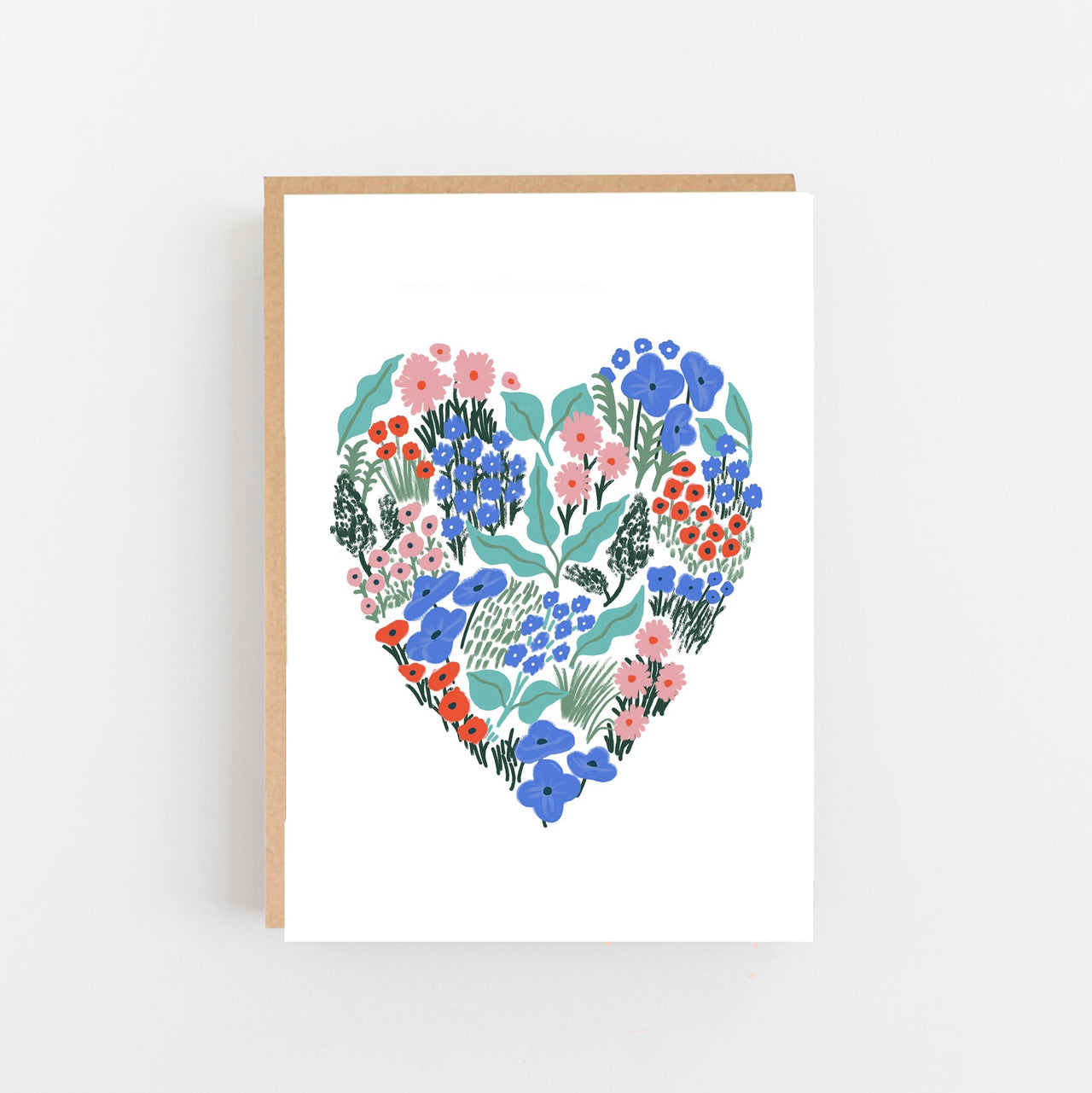Blue Floral Heart Card - Made Scotland
