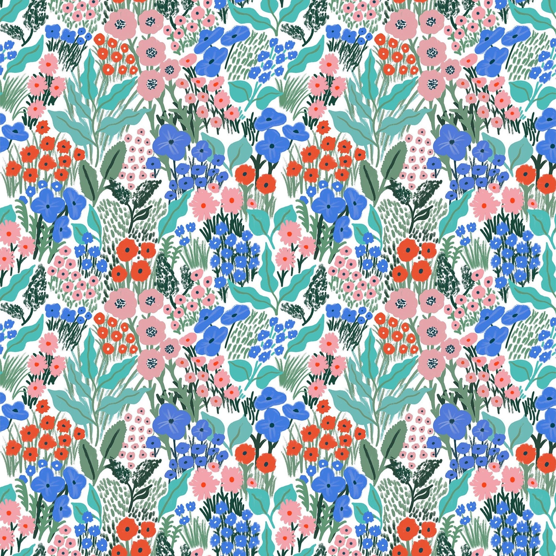 Blue Flower Meadow Recyclable Wrapping Paper Set - BLUE Eco Friendly Gift Wrap & Tags - Made Scotland