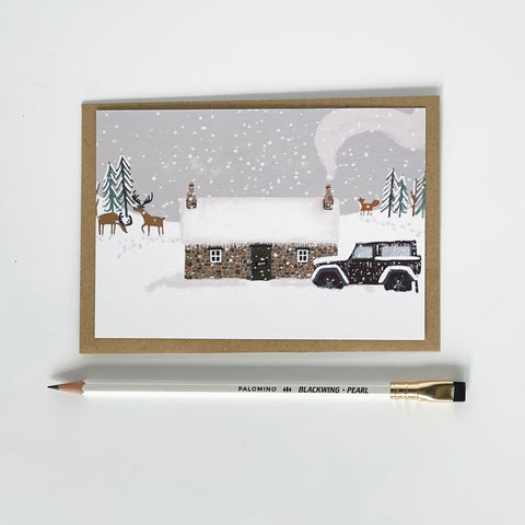 Bothy in the Snow Christmas Card Pack - 2 Packs - Lomond Paper Co - Made Scotland