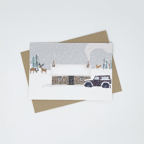 Bothy in the Snow Christmas Card Pack - 2 Packs - Lomond Paper Co - Made Scotland