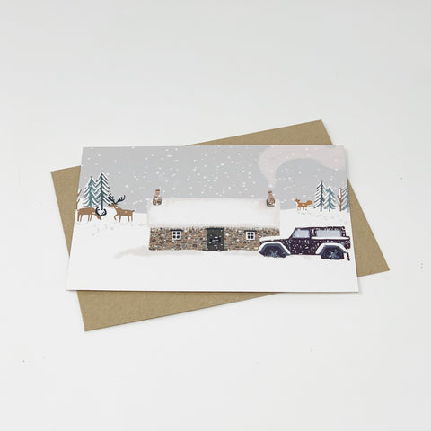 Bothy in the Snow Christmas Card Pack - 2 Packs - Lomond Paper Co - Made Scotland