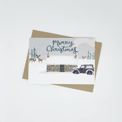 Bothy in the Snow Merry Christmas Card Pack - 2 Packs - Lomond Paper Co - Made Scotland