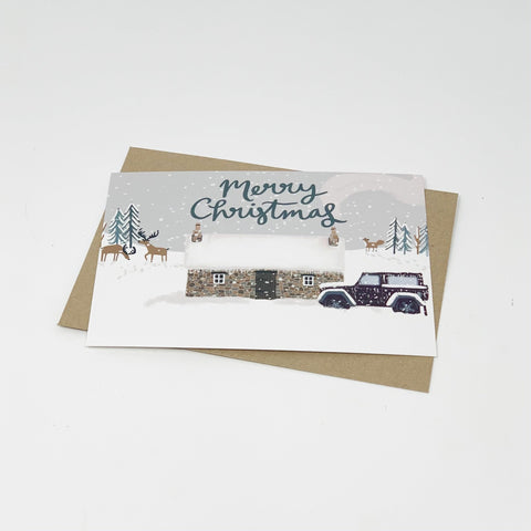 Bothy in the Snow Merry Christmas Card Pack - 2 Packs - Lomond Paper Co - Made Scotland