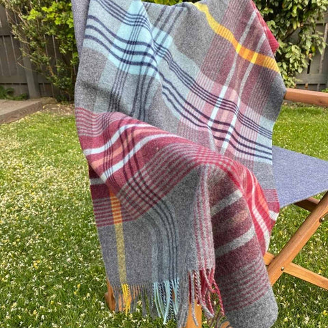 Brushed Wool Check Comfort Blanket - Ava Innes - Made Scotland