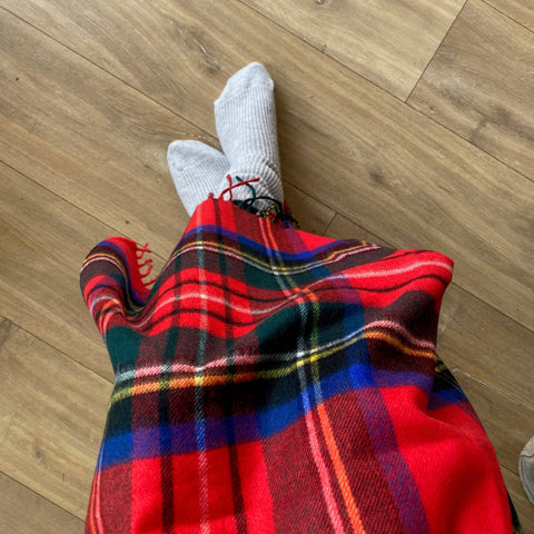 Cashmere Red Tartan Comfort Blanket - Ava Innes - Made Scotland