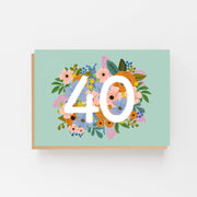 Colourful, Floral 40th Birthday Card - Made Scotland