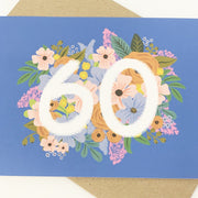 Colourful, Floral 60th Birthday Card - Made Scotland