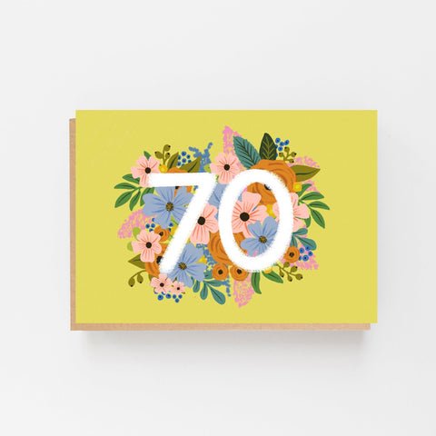 Colourful, Floral 70th Birthday Card - Lomond Paper Co - Made Scotland