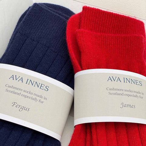 Men's Black Luxury Ribbed Cashmere Socks - UK 7-9 - Ava Innes - Made Scotland