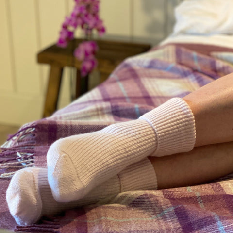 Cream Luxury Pure Cashmere Bed Socks - Ava Innes - Made Scotland