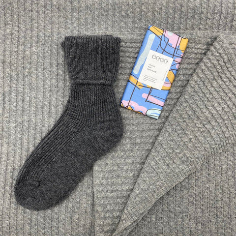 Dark Grey Luxury Pure Cashmere Bed Socks - Ava Innes - Made Scotland