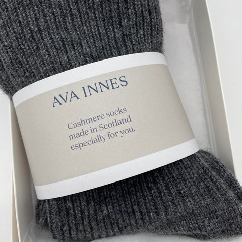 Dark Grey Luxury Pure Cashmere Bed Socks - Ava Innes - Made Scotland