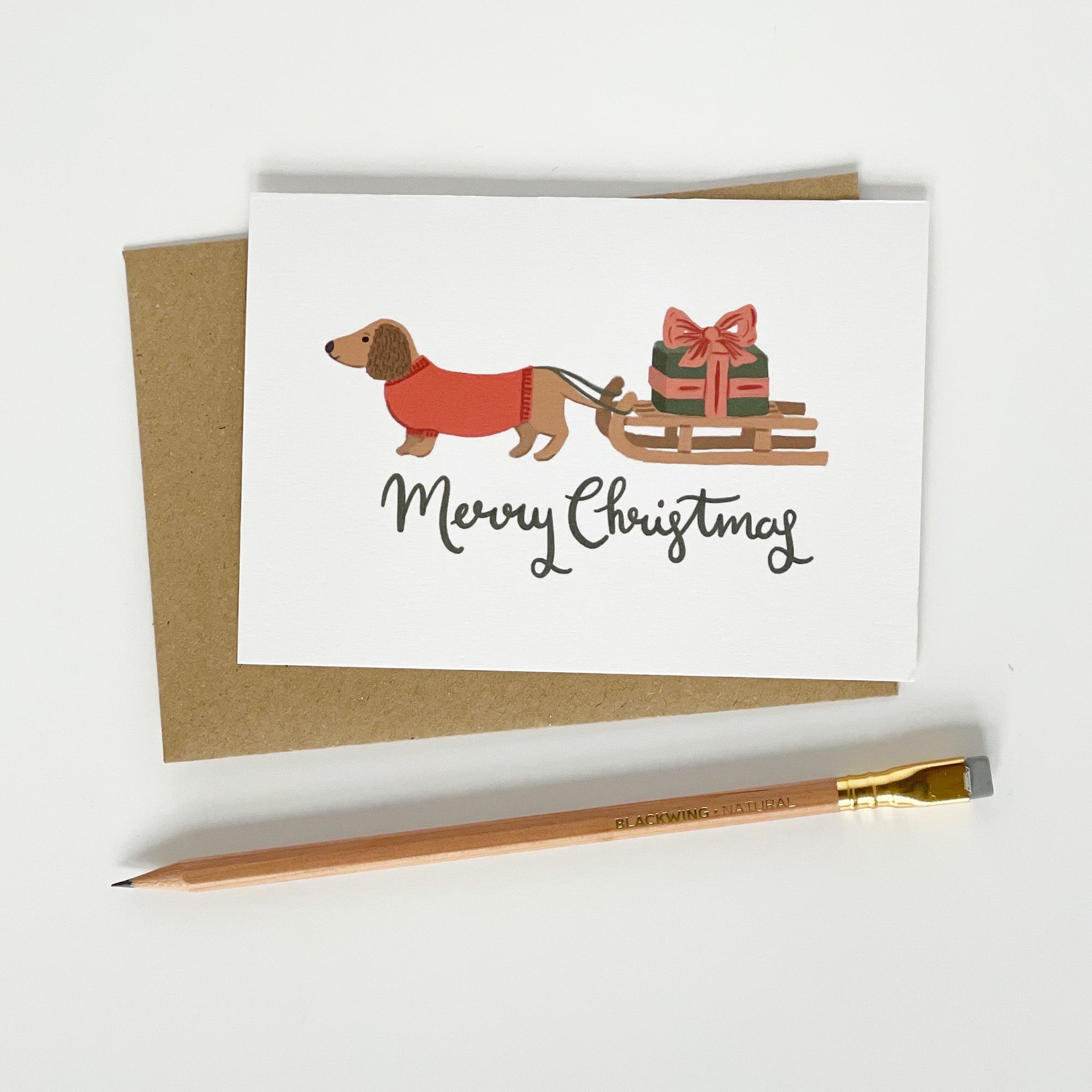 Dog & Sledge - Merry Christmas Card - Made Scotland
