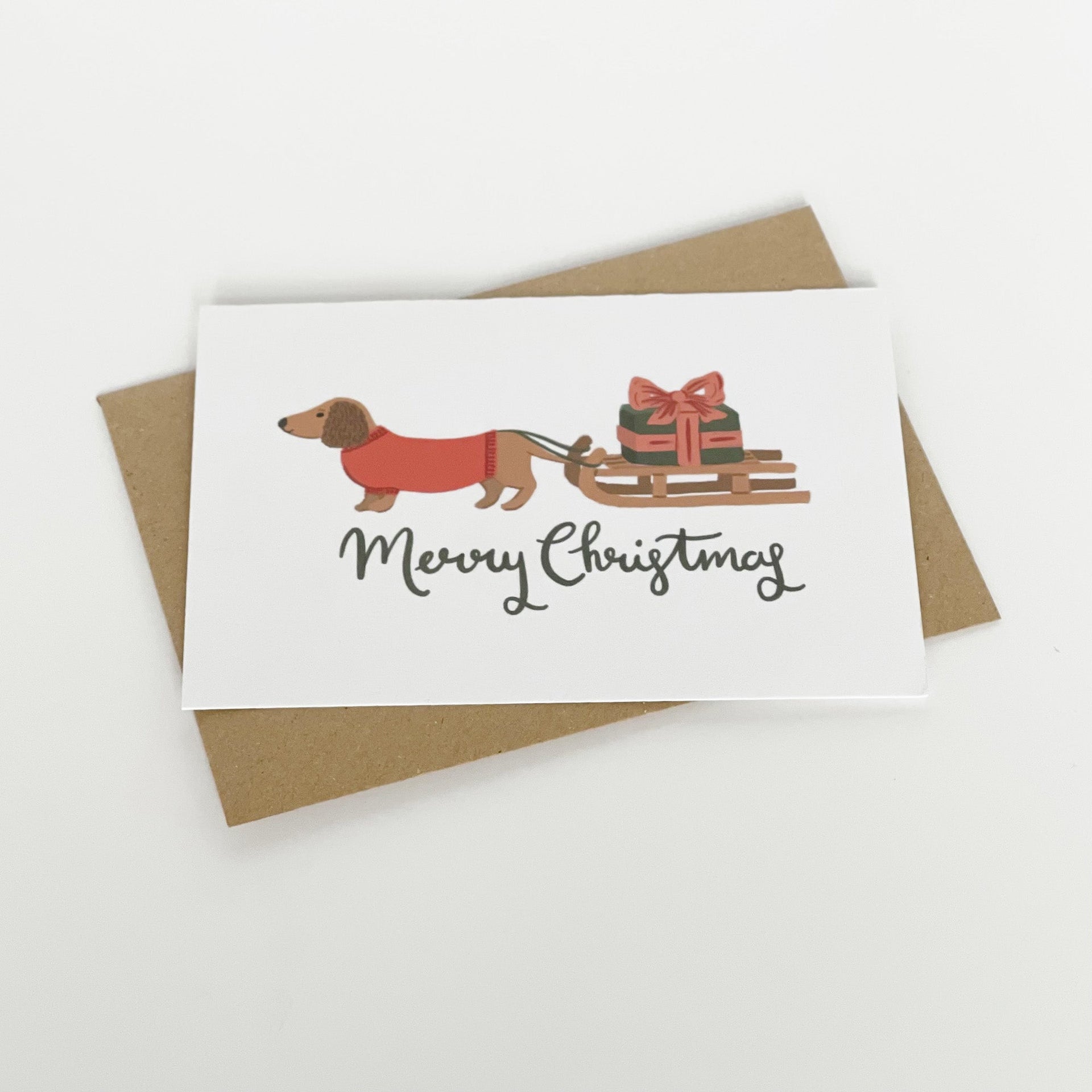 Dog & Sledge - Merry Christmas Card - Made Scotland