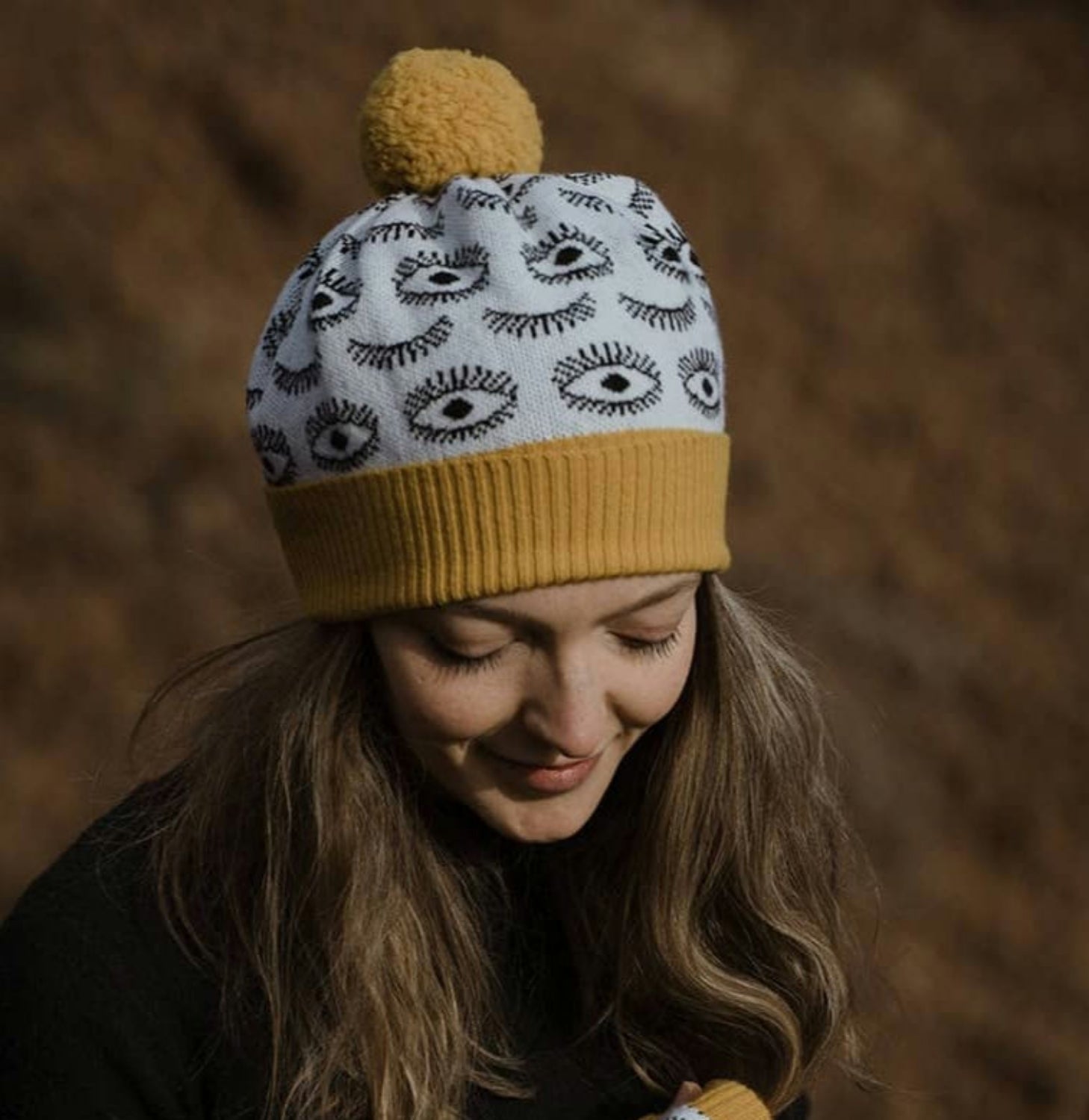 Eye spy hat in mustard - Made Scotland