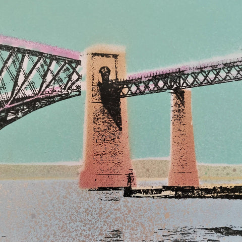 Forth Bridge, from South Queensferry - Light Turquoise - Bell's Galleries - Made Scotland