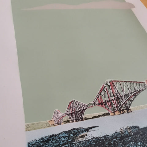 Forth Bridge, from South Queensferry - Light Turquoise - Bell's Galleries - Made Scotland