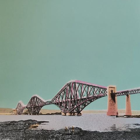 Forth Bridge, from South Queensferry - Light Turquoise - Bell's Galleries - Made Scotland