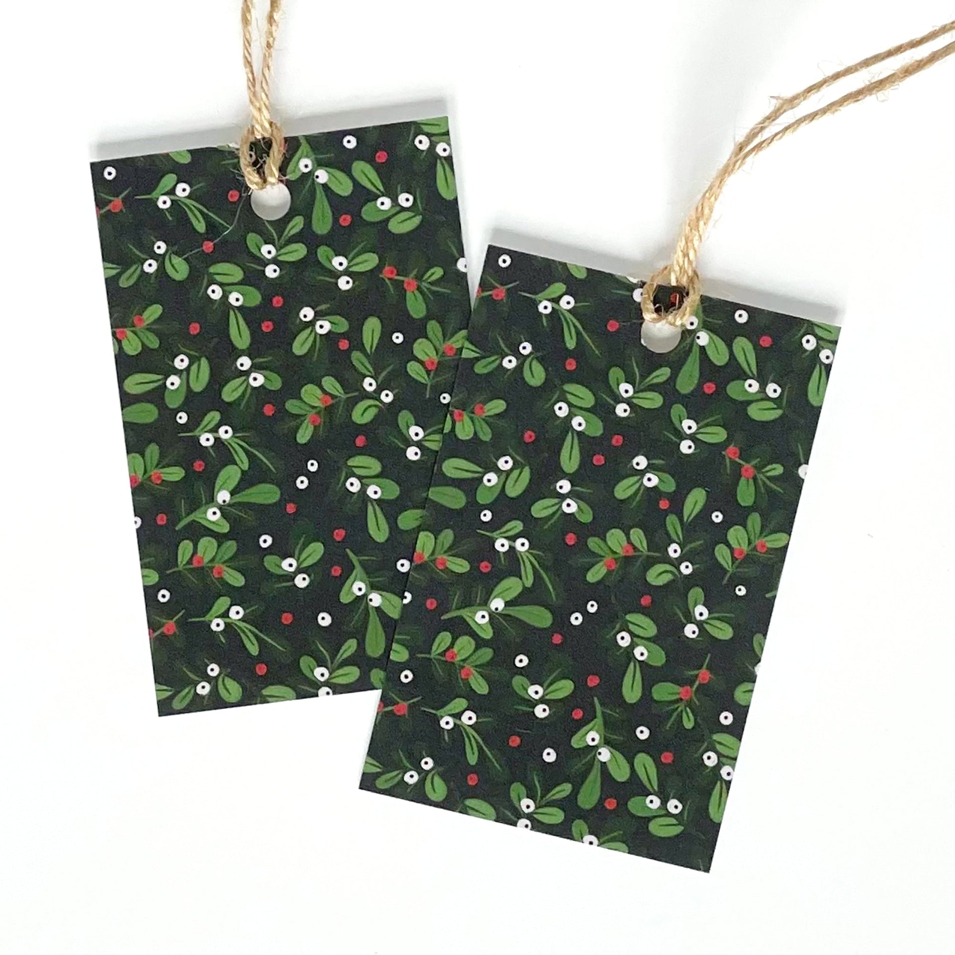 Green Mistletoe Gift Tags x 4 - Made Scotland