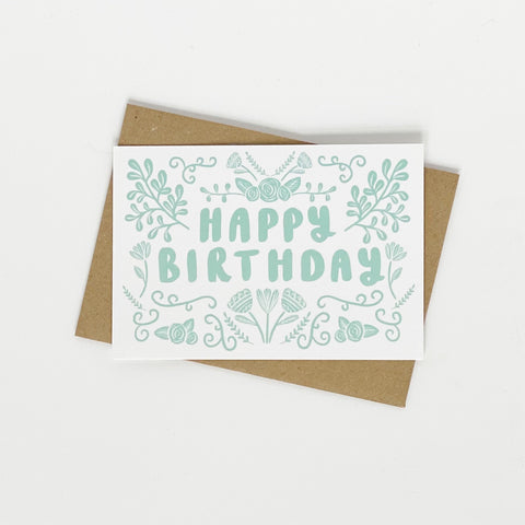 Happy Birthday Folk Card Set of 8 - Lomond Paper Co - Made Scotland