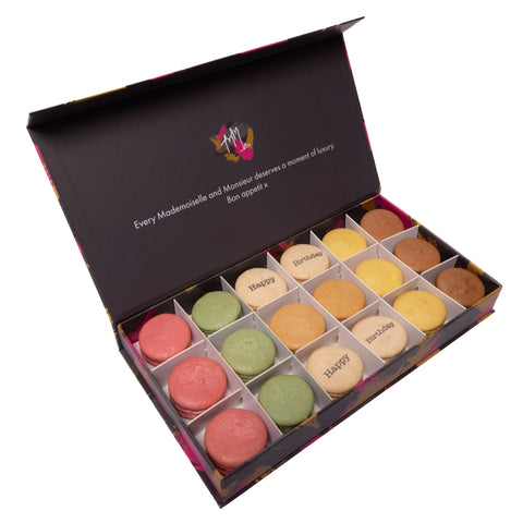 Happy Birthday Printed Macarons Gift Box - 12 - Mademoiselle Macaron - Made Scotland