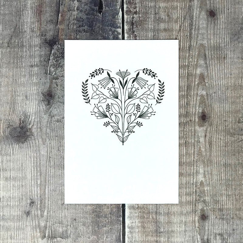 Heart Folk Card - Made Scotland - Blank Cards