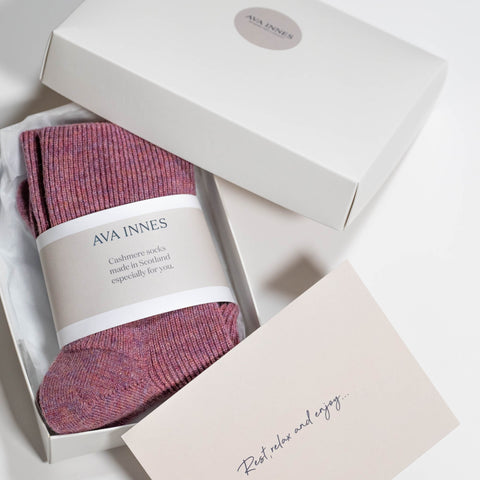 Heather Luxury Ribbed Cashmere Socks - Ava Innes - Made Scotland