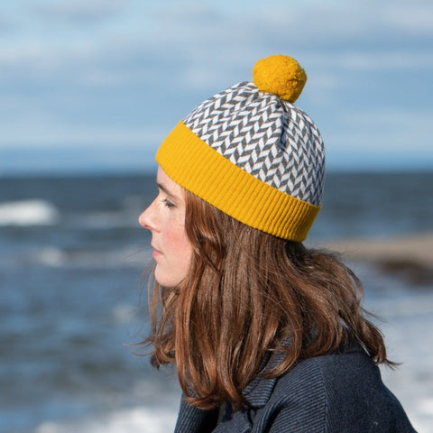 'Herringbone' hat in mustard yellow - Island Nation Studio - Made Scotland