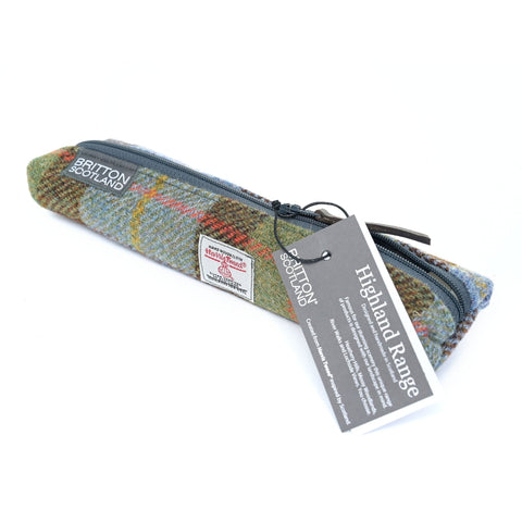 Highland Range Harris Tweed® Slim Pencil Case - Bright Pink Plaid - Amy Britton Harris Tweed® Accessories - Made Scotland