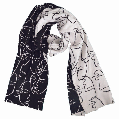 Jacquard scarf in black and white - Island Nation Studio - Made Scotland