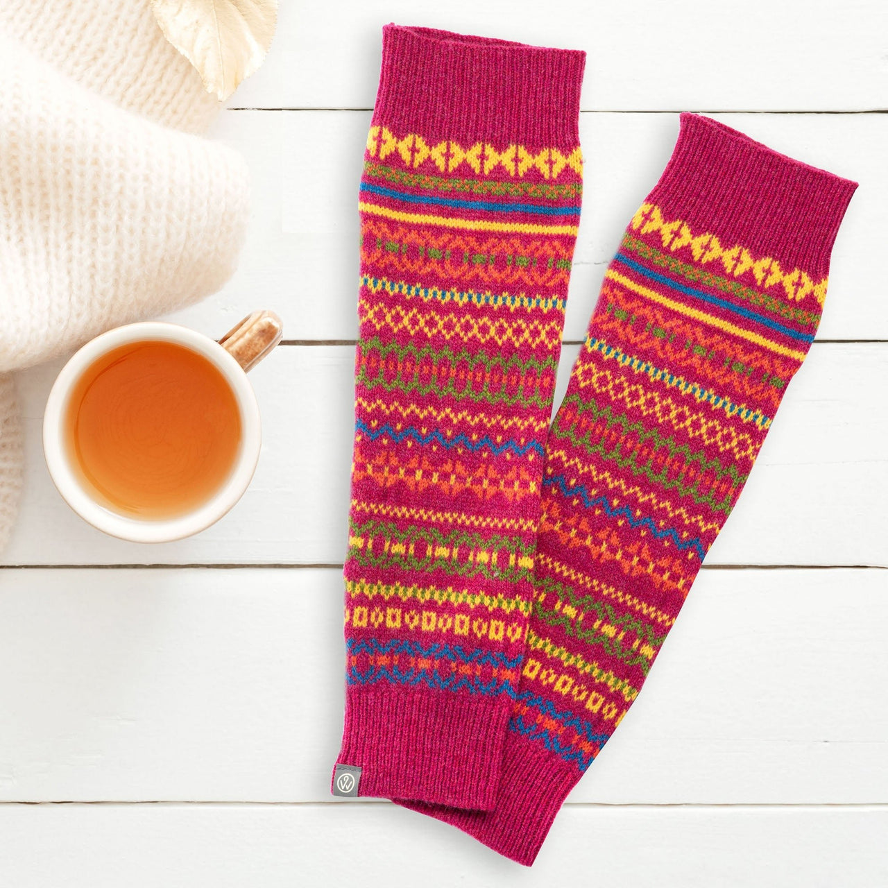 Lambswool Knit Fair Isle Sustainable Arm Warmers - Made Scotland