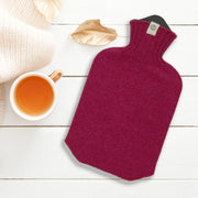 Lambswool Knit Mini Sustainable Hot Water Bottle Raspberry - Made Scotland