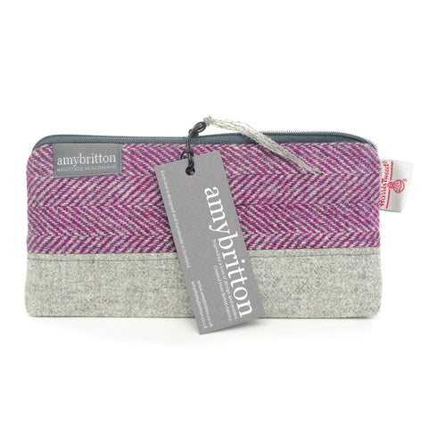 Landscape Harris Tweed® Cosmetic Bag - Heather Purple - Amy Britton Harris Tweed® Accessories - Made Scotland