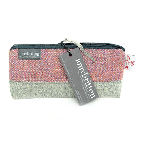 Landscape Harris Tweed® Cosmetic Bag - Sea Pink - Amy Britton Harris Tweed® Accessories - Made Scotland