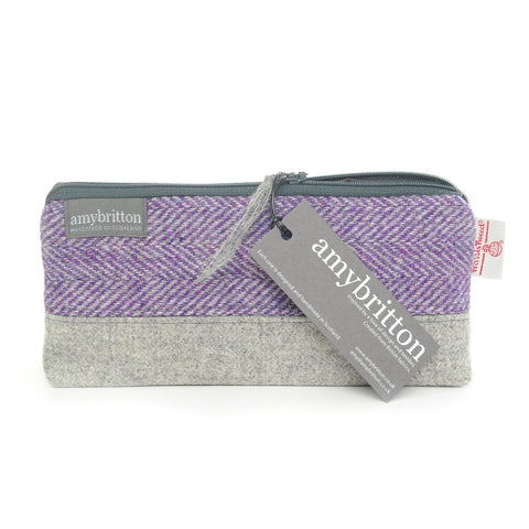 Landscape Harris Tweed® Cosmetic Bag - Harebell Purple - Amy Britton Harris Tweed® Accessories - Made Scotland