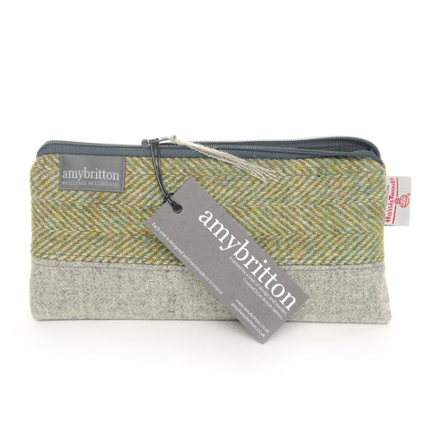 Landscape Harris Tweed® Cosmetic Bag - Grass Green - Amy Britton Harris Tweed® Accessories - Made Scotland