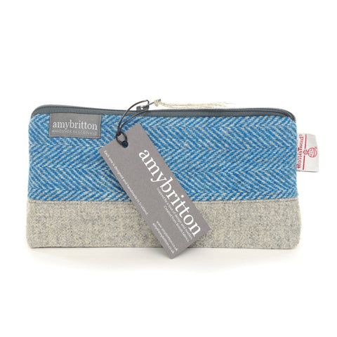 Landscape Harris Tweed® Cosmetic Bag - Kingfisher - Amy Britton Harris Tweed® Accessories - Made Scotland