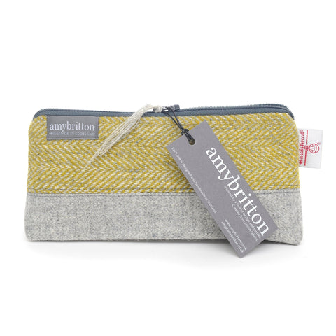 Landscape Harris Tweed® Cosmetic Bag - Lichen Green - Amy Britton Harris Tweed® Accessories - Made Scotland